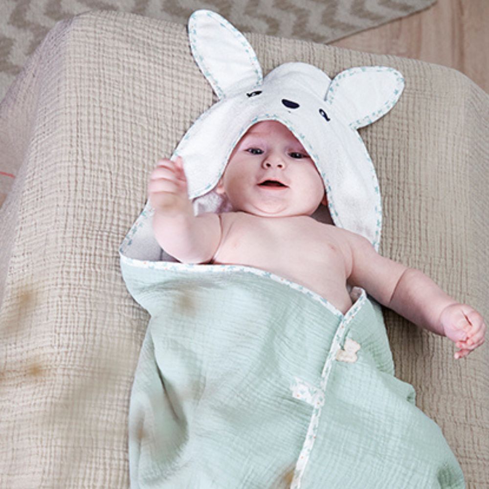 Baby in a hooded towel - cottonplanet.ie