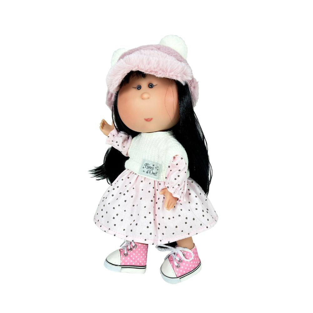 Mia Asian Doll in Polka Dot Dress and Hat - cottonplanet.ie