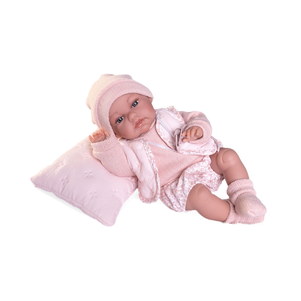 Newborn Doll with Pink Cushion by Antonio Juan | Cotton Planet