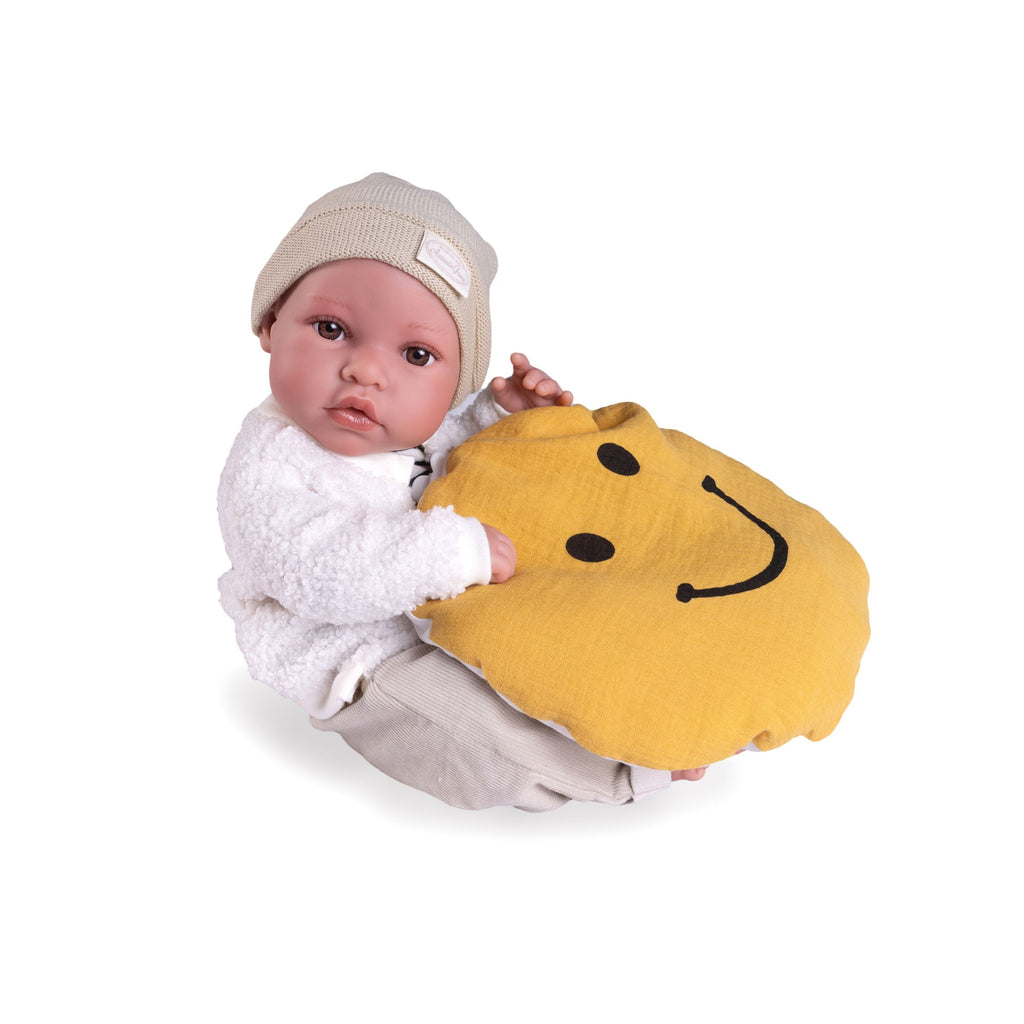 Newborn Doll with Emoji Cushion by Antonio Juan | Cotton Planet