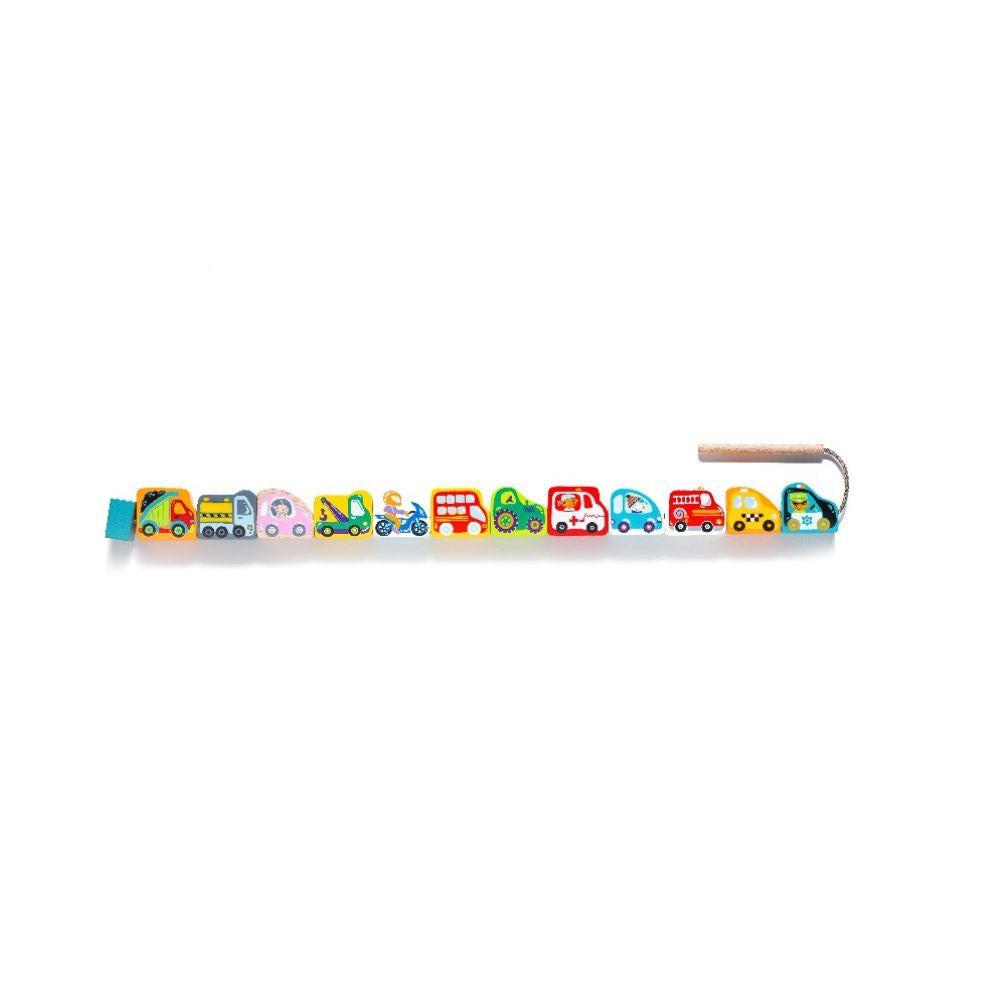 Wooden Lacing Cars Game by Cubika | Cotton Planet