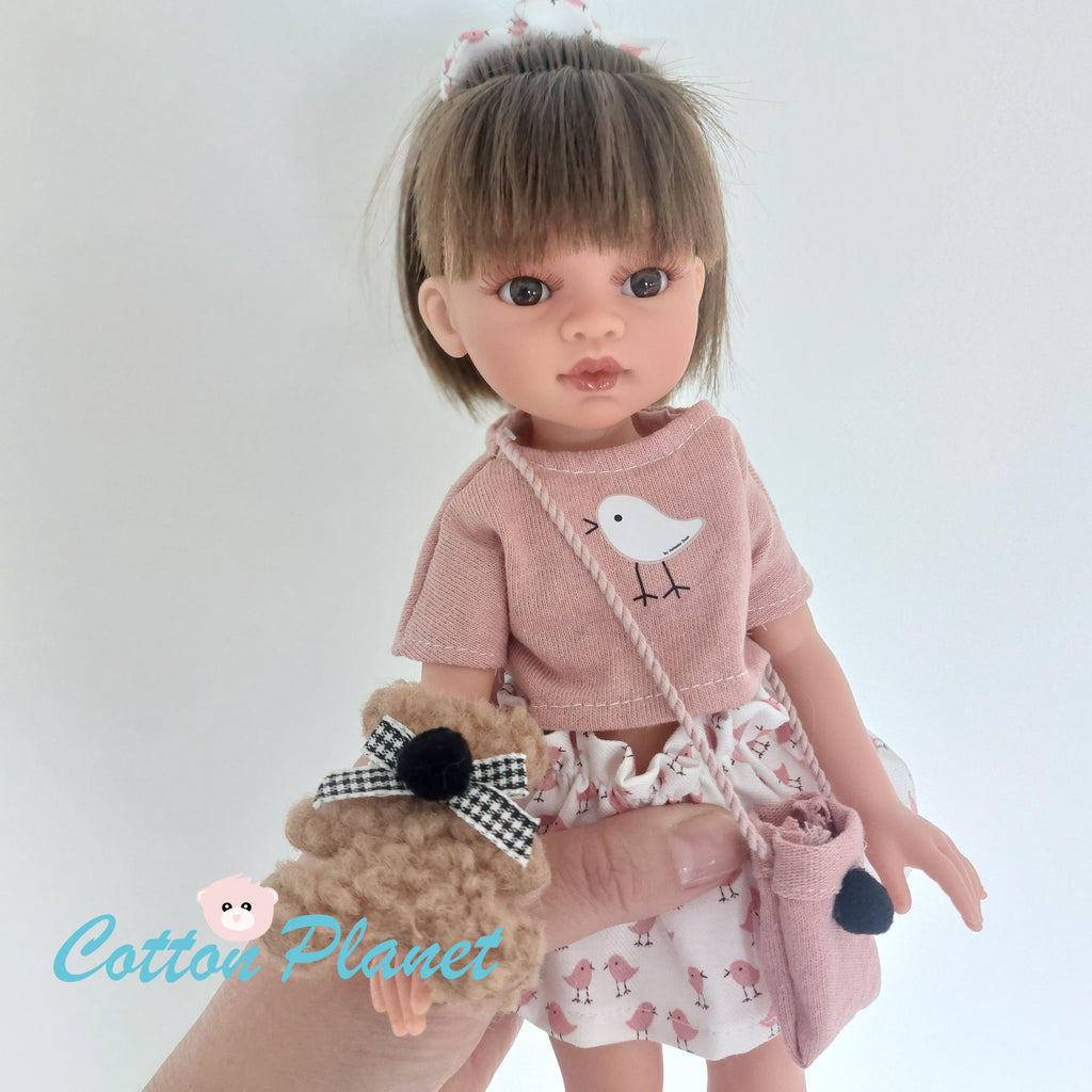 Fashion Doll with Teddy and Handbag by Antonio Juan | Cotton Planet