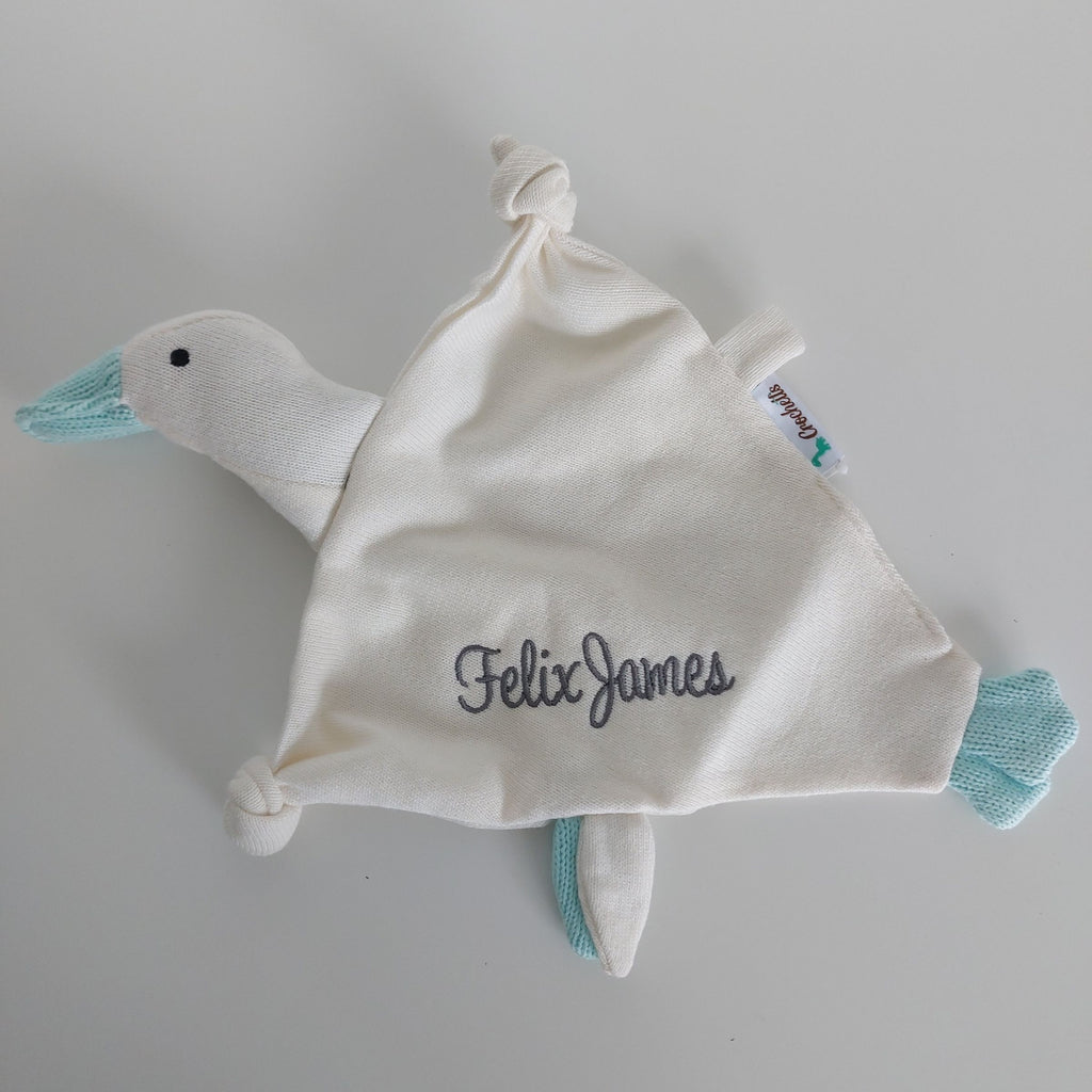 Knitted White Ducky Baby Comforter cottonplanet.ie