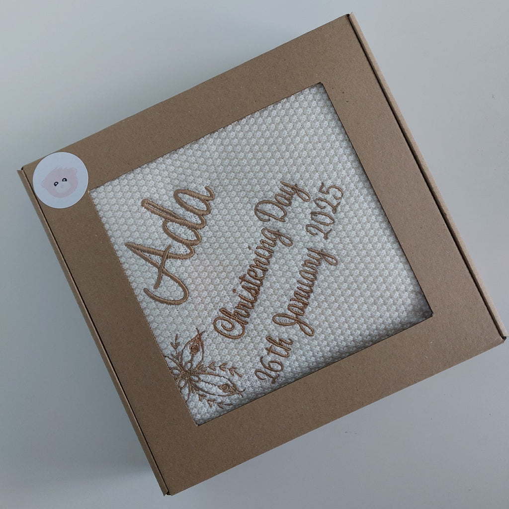 Personalised Christening Blanket with Cross - 100% cotton - Cream cottonplanet.ie