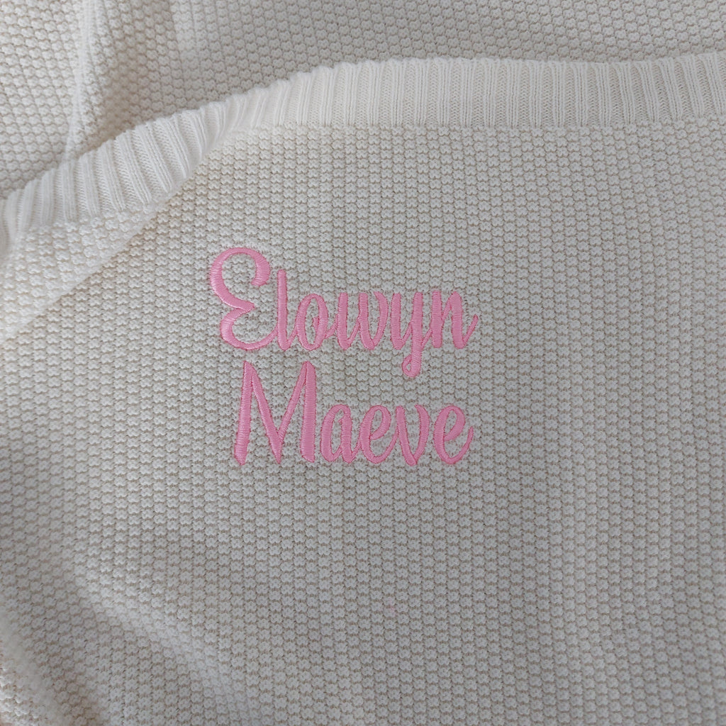 Personalised Cotton Knit Blanket Ecru | Cotton Planet