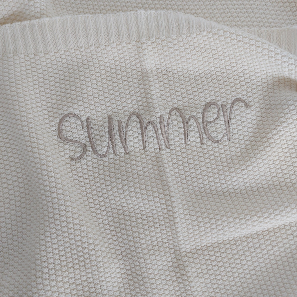 Personalised Cotton Knit Blanket Ecru | Cotton Planet