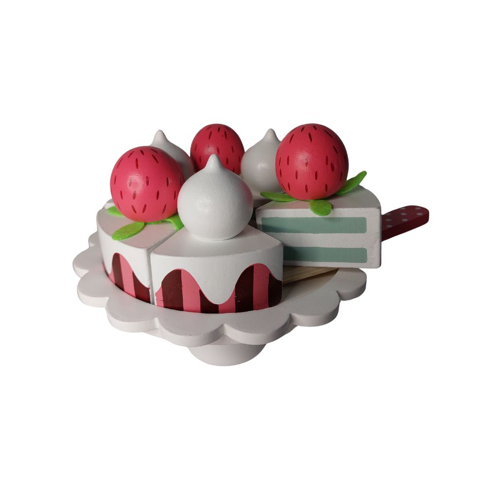 Strawberry Cake Wooden Play Set by Jabadabado | Cotton Planet