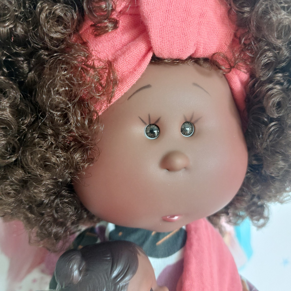 Mia Mama Doll with Dark Skin, Afro Hair and Baby - cottonplanet.ie