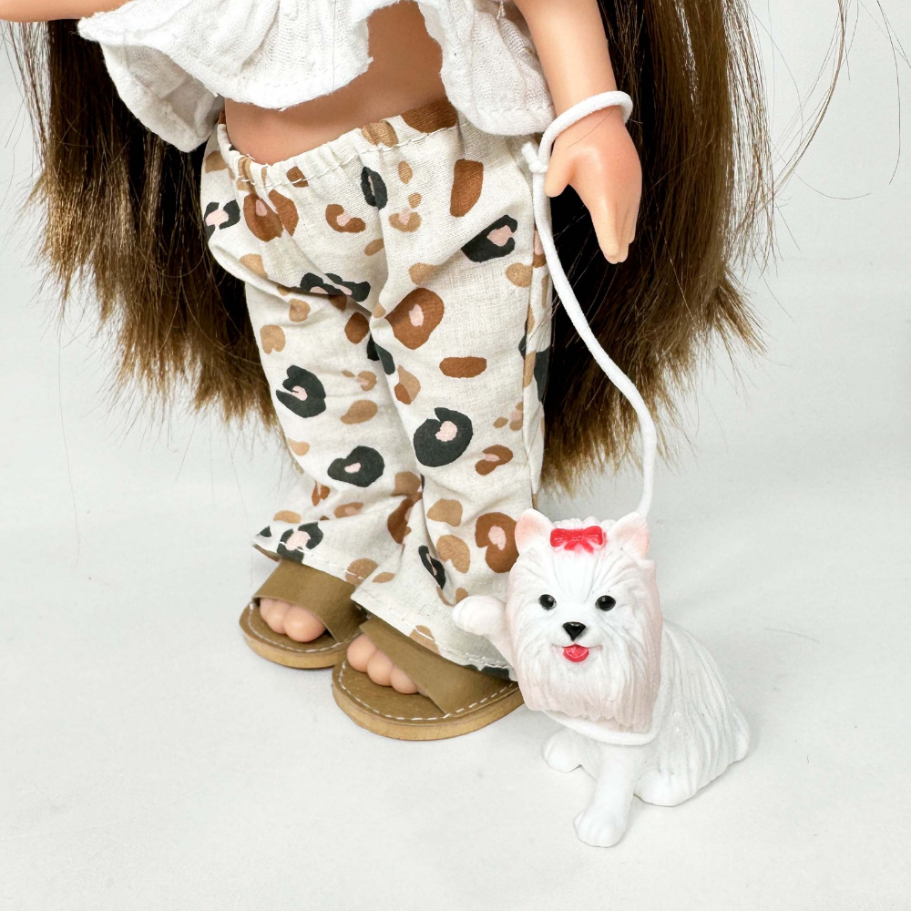 Mia Pet Doll with Long Brown Hair and Puppy | cottonplanet.ie