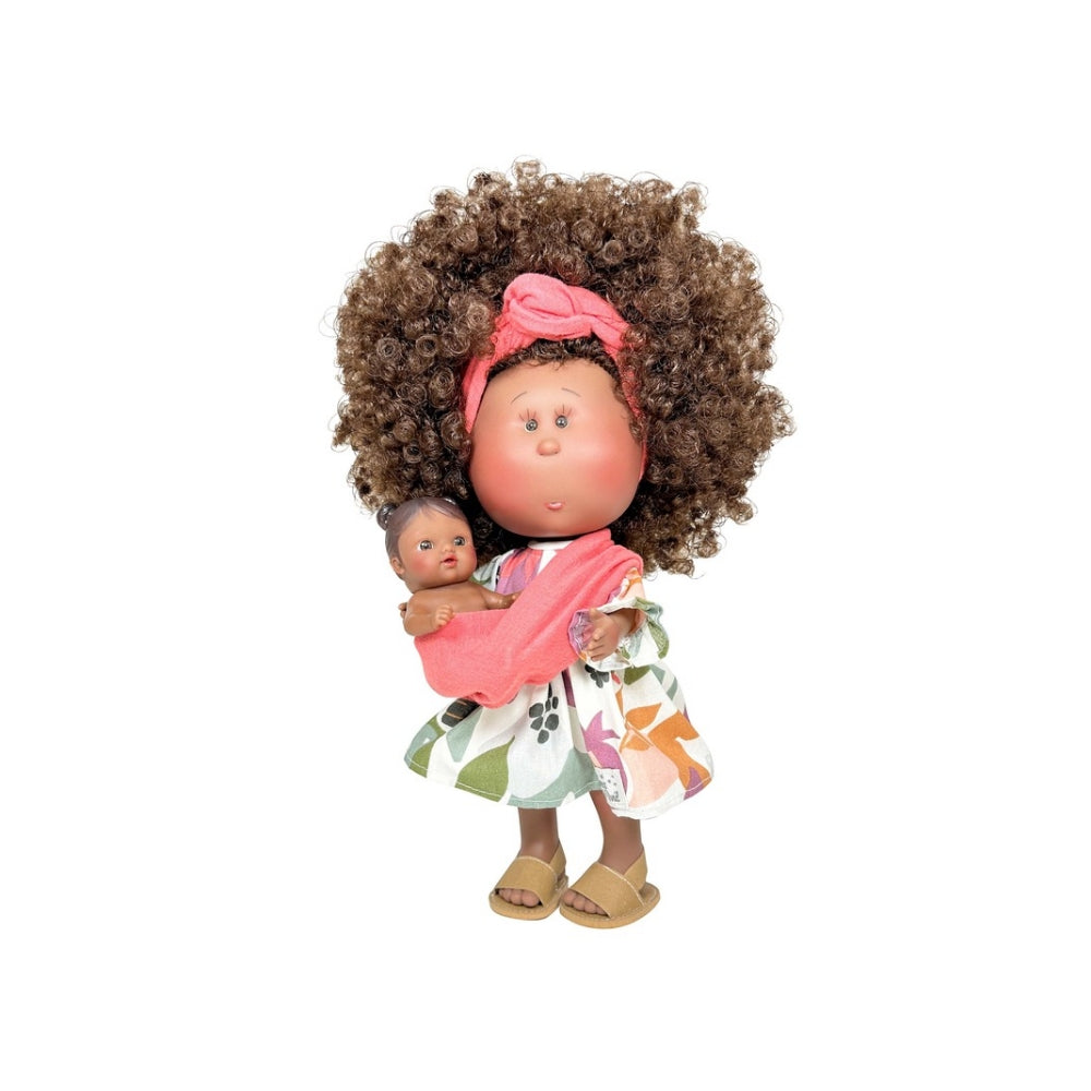 Mia Mama Doll with Dark Skin, Afro Hair and Baby - cottonplanet.ie