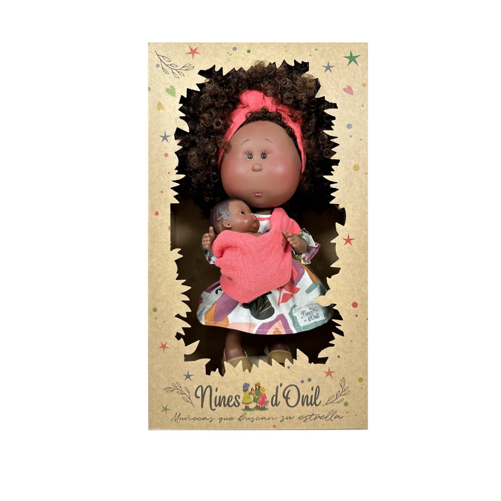 Mia Mama Doll with Dark Skin, Afro Hair and Baby - cottonplanet.ie