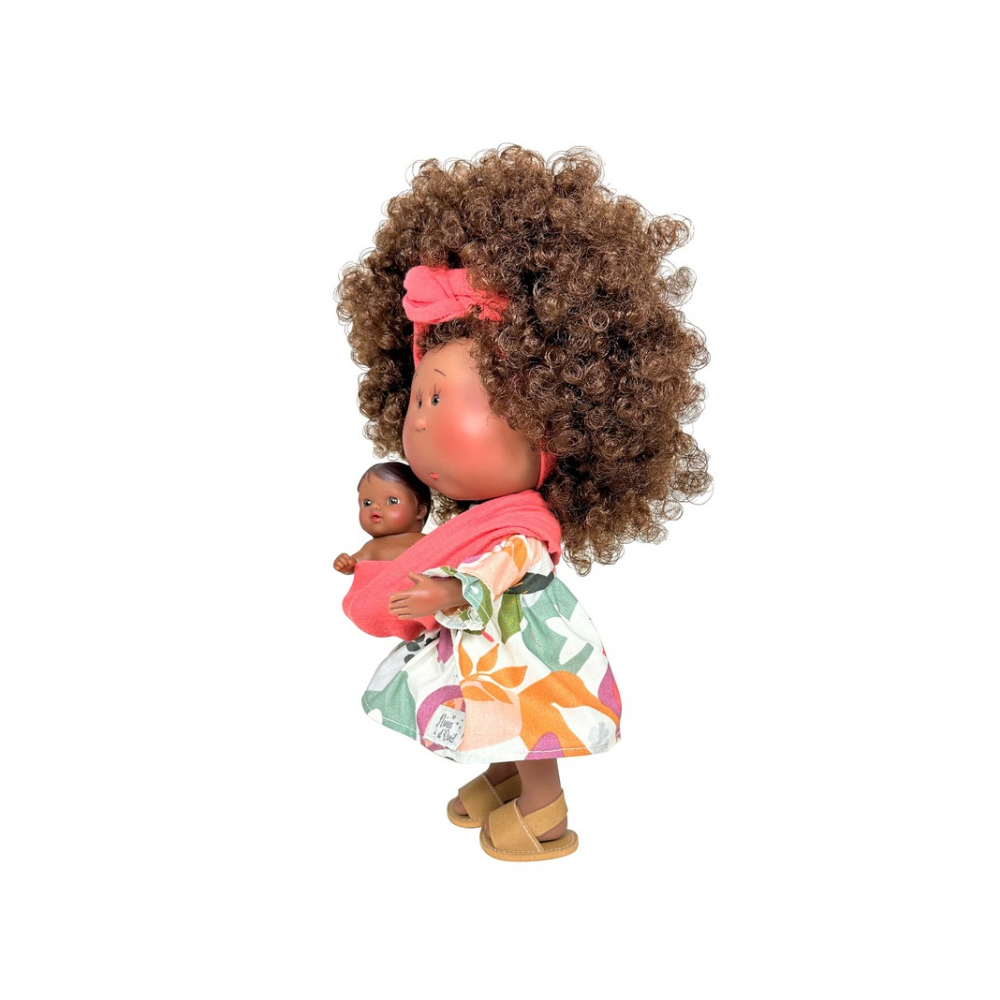 Mia Mama Doll with Dark Skin, Afro Hair and Baby - cottonplanet.ie