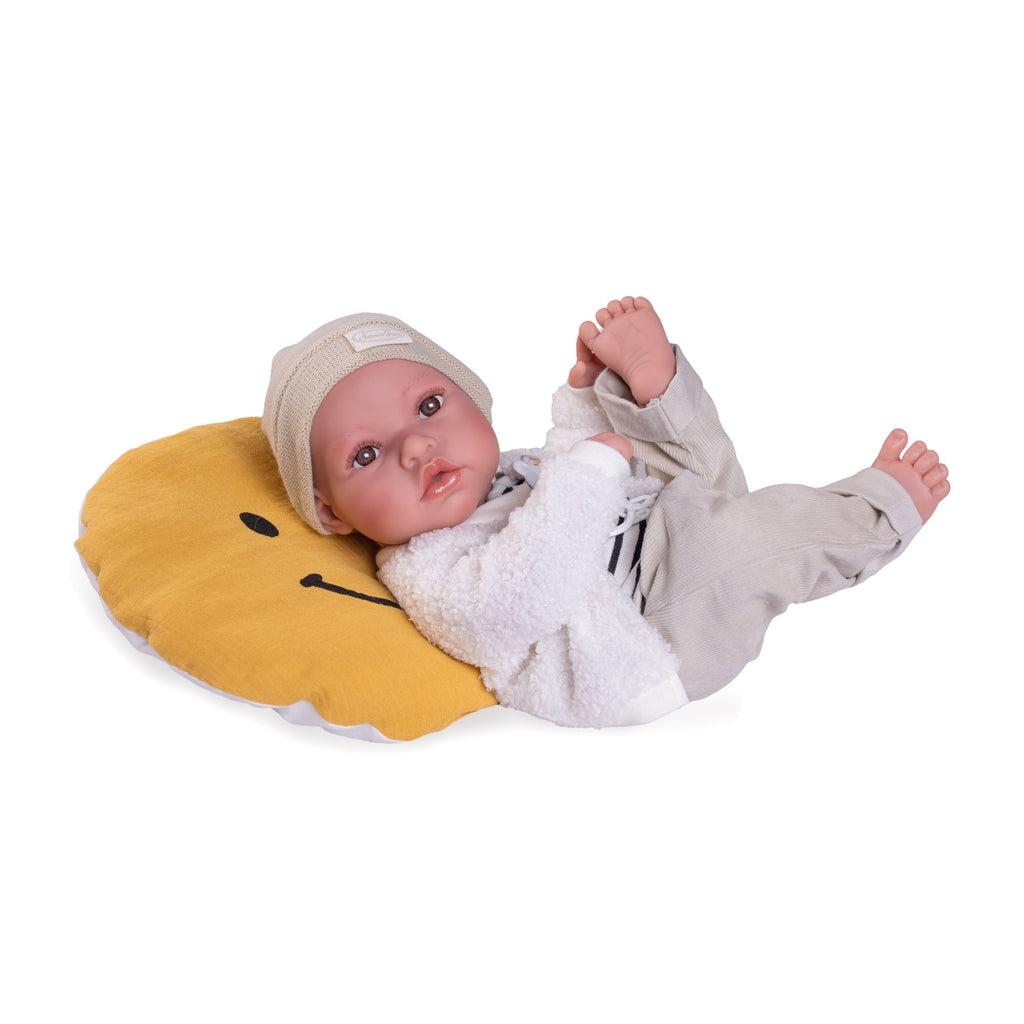 Newborn Doll with Emoji Cushion by Antonio Juan | Cotton Planet