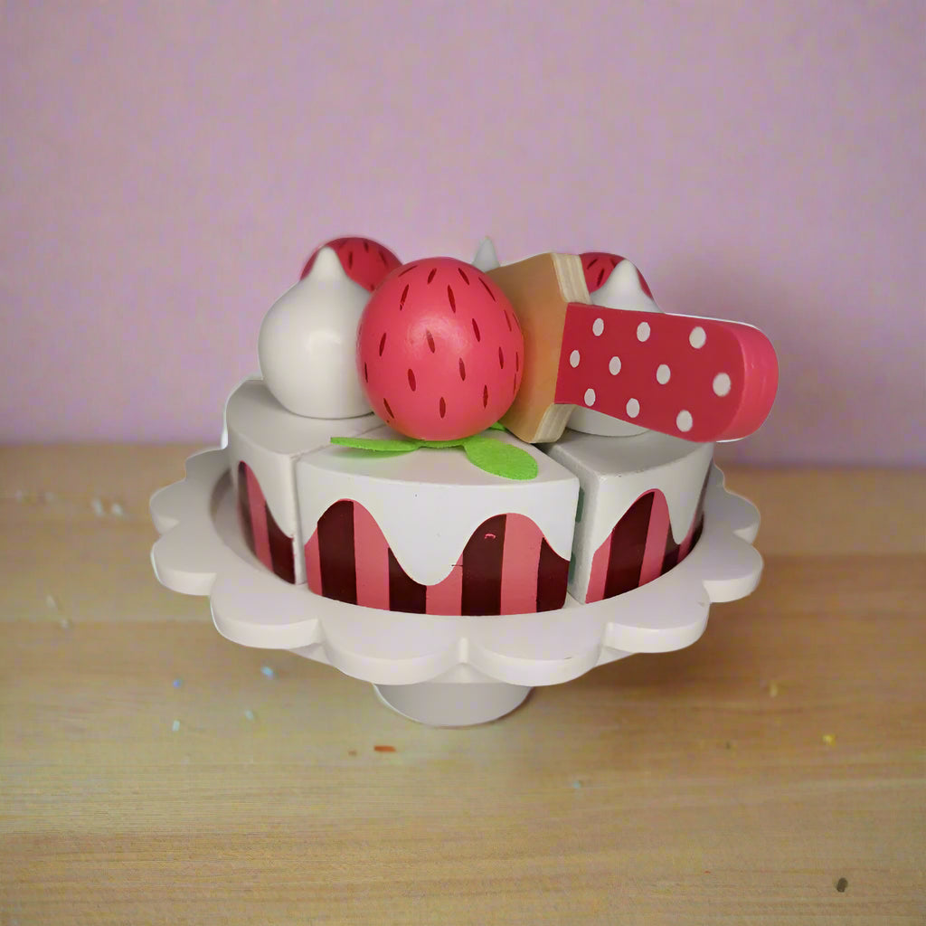 Strawberry Cake Wooden Play Set by Jabadabado | Cotton Planet