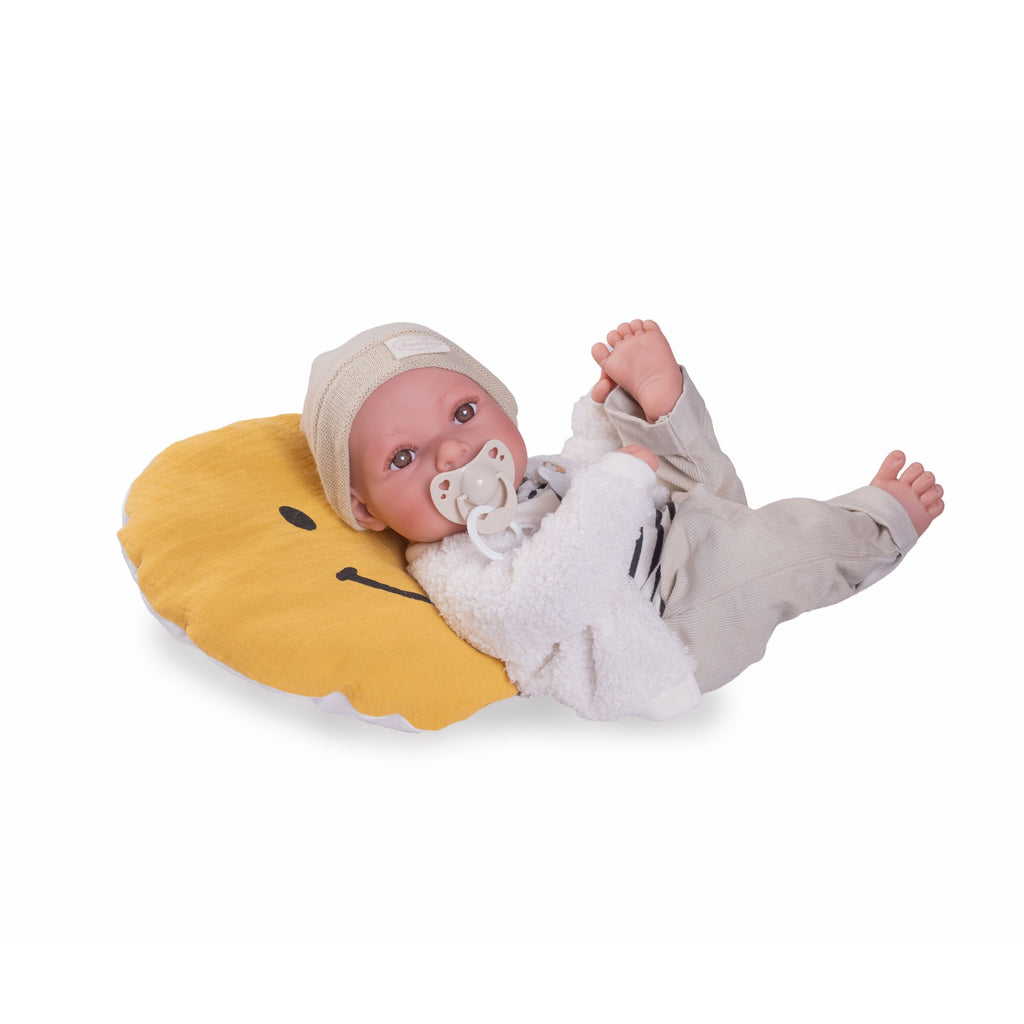 Newborn Doll with Emoji Cushion by Antonio Juan | Cotton Planet