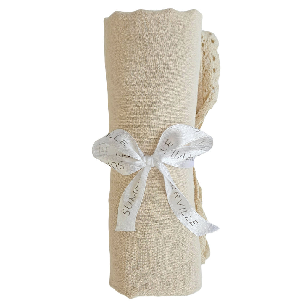 Baby Organic Cotton Blanket with Lace Sandshell | Cotton Planet