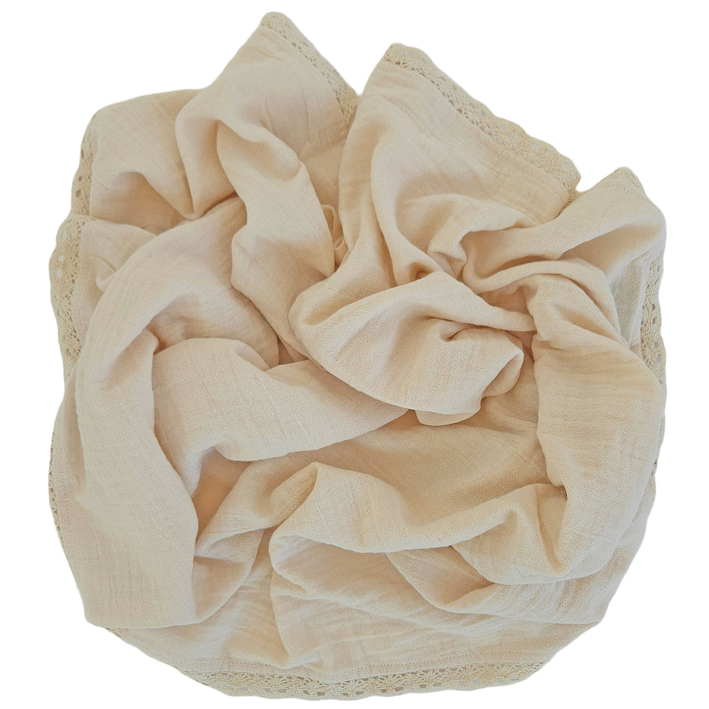 Baby Organic Cotton Blanket with Lace Sandshell | Cotton Planet