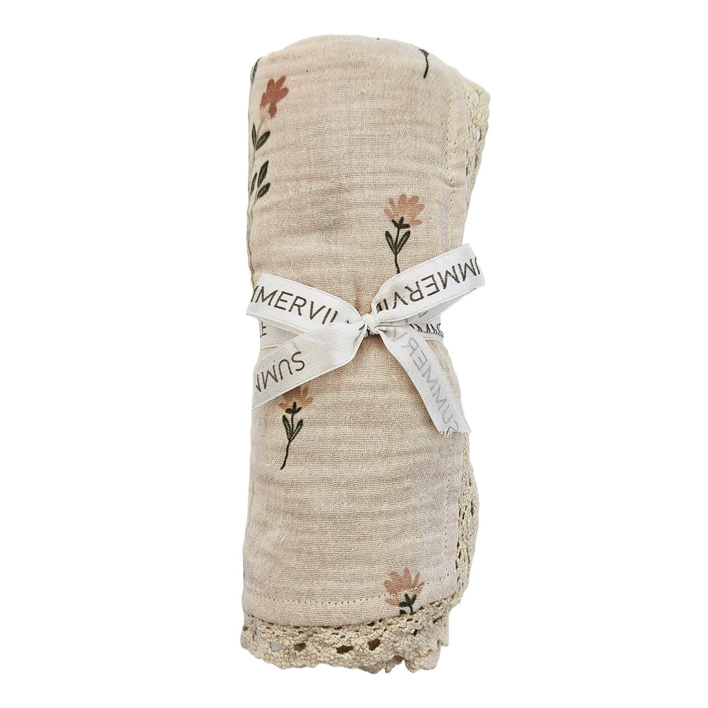 Baby Organic Cotton Blanket with Lace Nostalgia | Cotton Planet