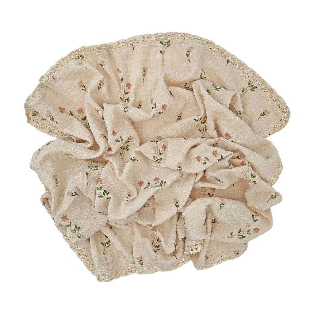 Baby Organic Cotton Blanket with Lace Nostalgia | Cotton Planet