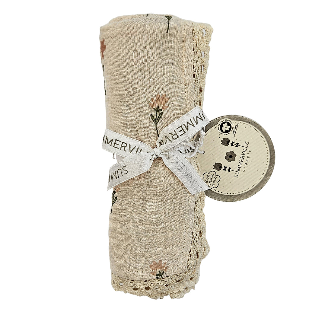Baby Organic Cotton Blanket with Lace Nostalgia | Cotton Planet