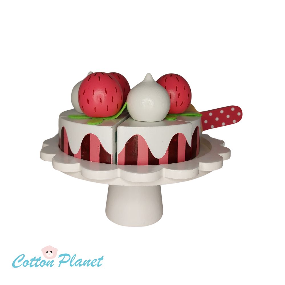 Strawberry Cake Wooden Play Set by Jabadabado | Cotton Planet