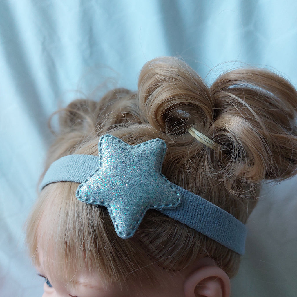 Baby Headband with Glitter Padded Star - Light Grey Siena