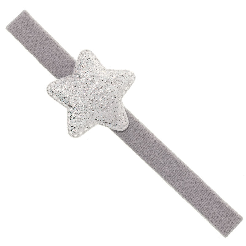 Baby Headband with Glitter Padded Star - Light Grey