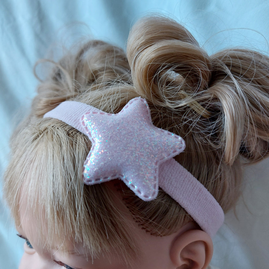 Baby Headband with Glitter Padded Star - Light Pink Siena