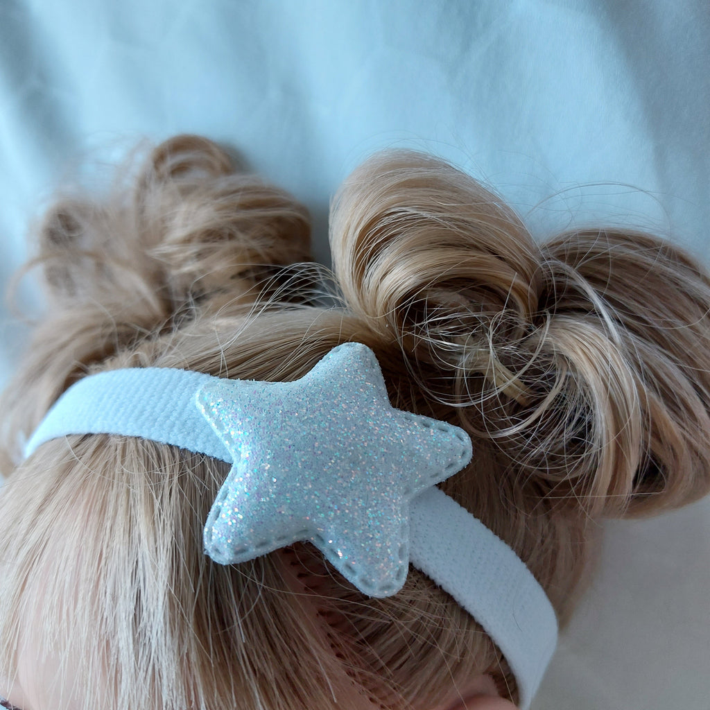 Baby Headband with Glitter Padded Star - White Siena