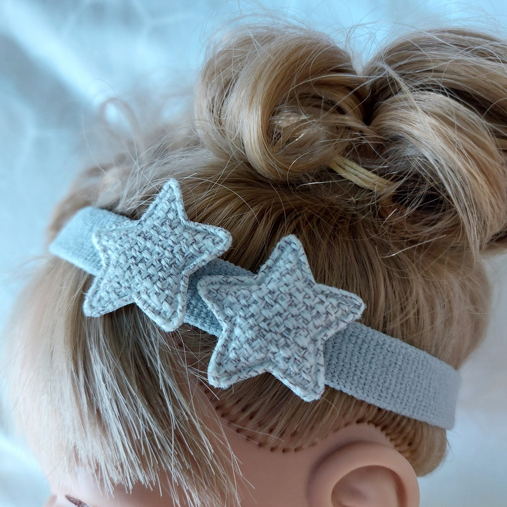 Baby Headband with Two Soft Stars - Light Grey Siena