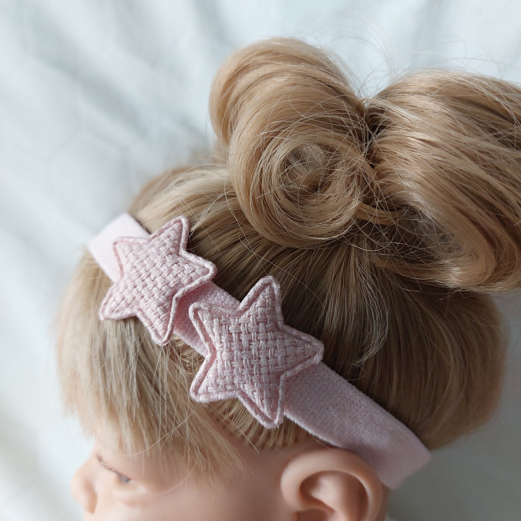 Baby Headband with Two Soft Stars - Light Pink Siena