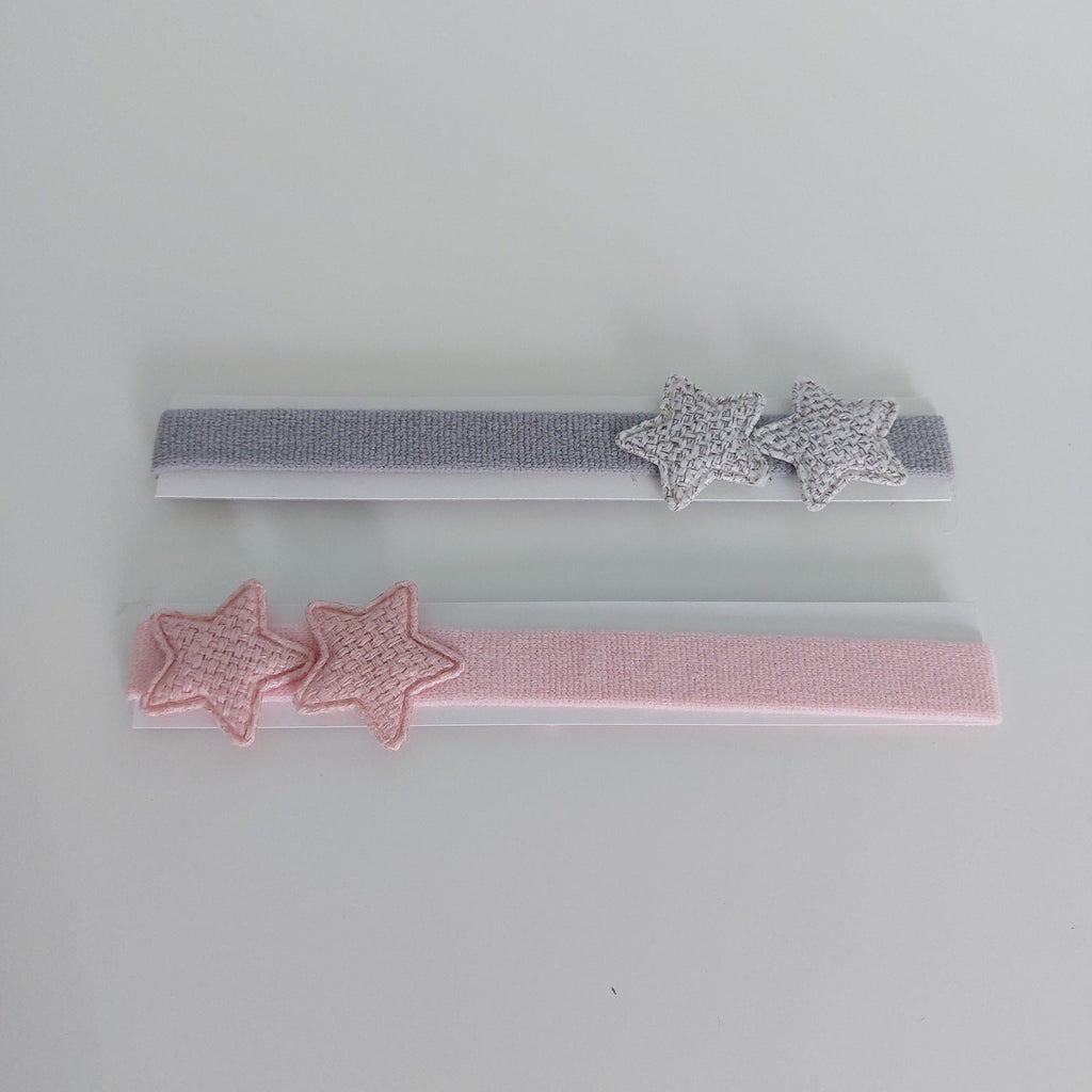 Baby Headband with Two Soft Stars - Light Pink