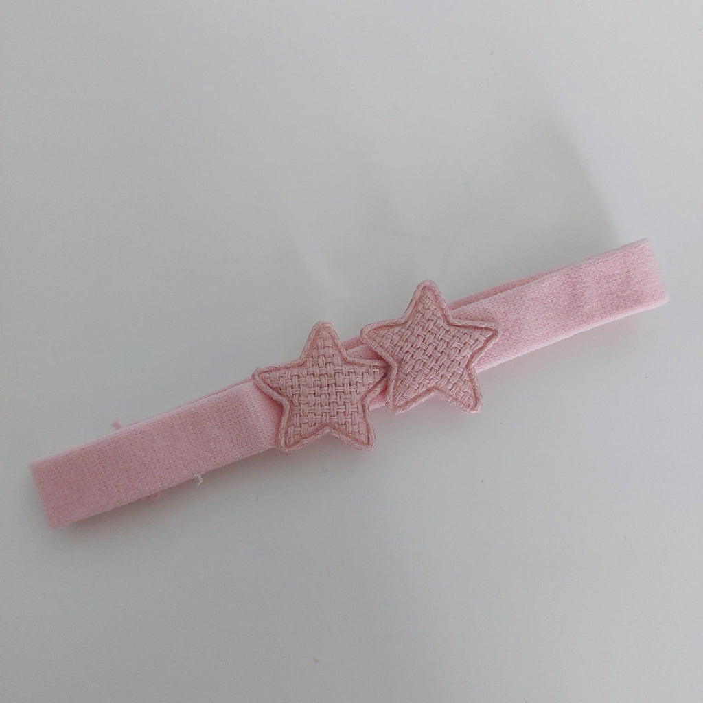 Baby Headband with Two Soft Stars - Light Pink