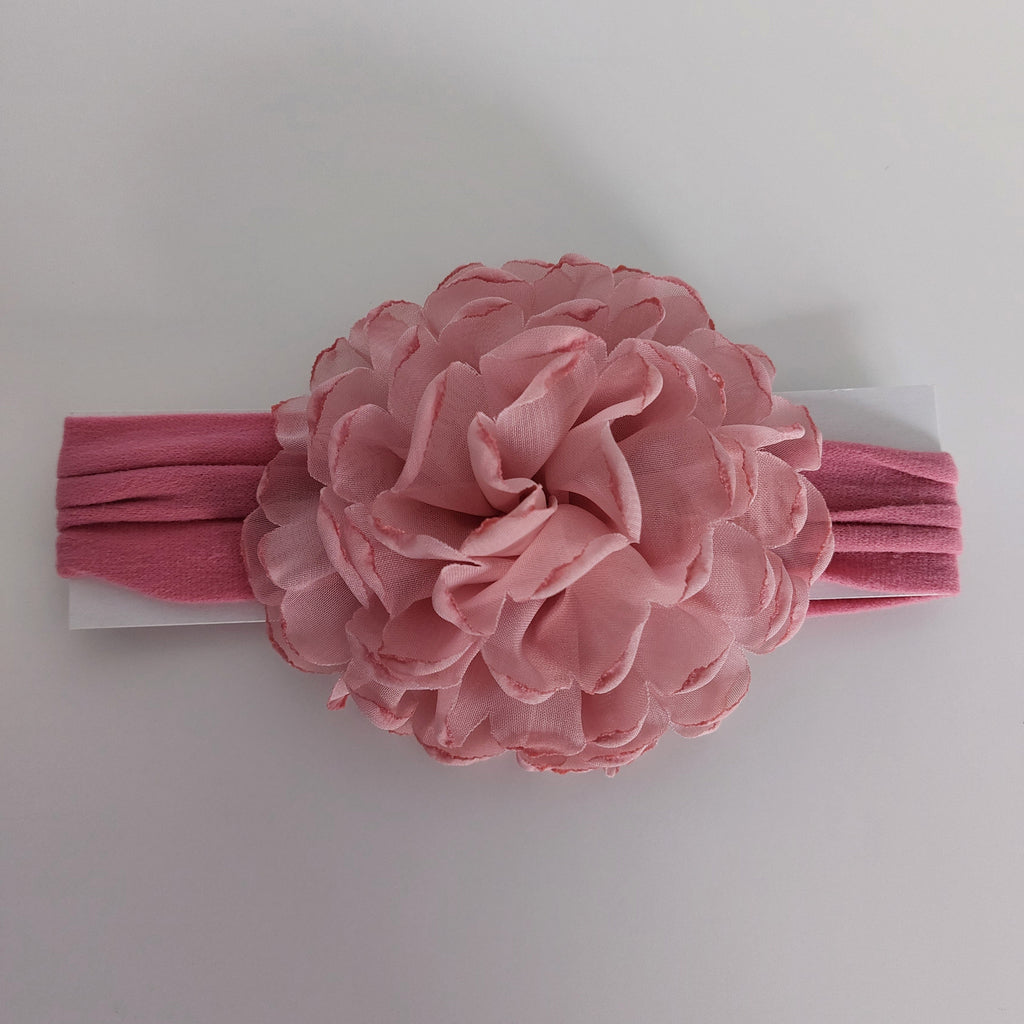 Baby Turban with Extra Large Chiffon Flower - Antique Pink