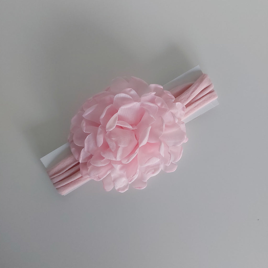 Baby Turban with Extra Large Chiffon Flower - Light Pink