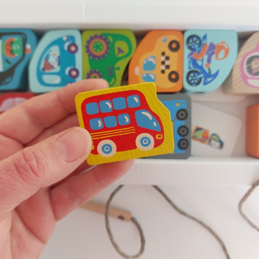 Wooden Lacing Cars Game by Cubika | Cotton Planet