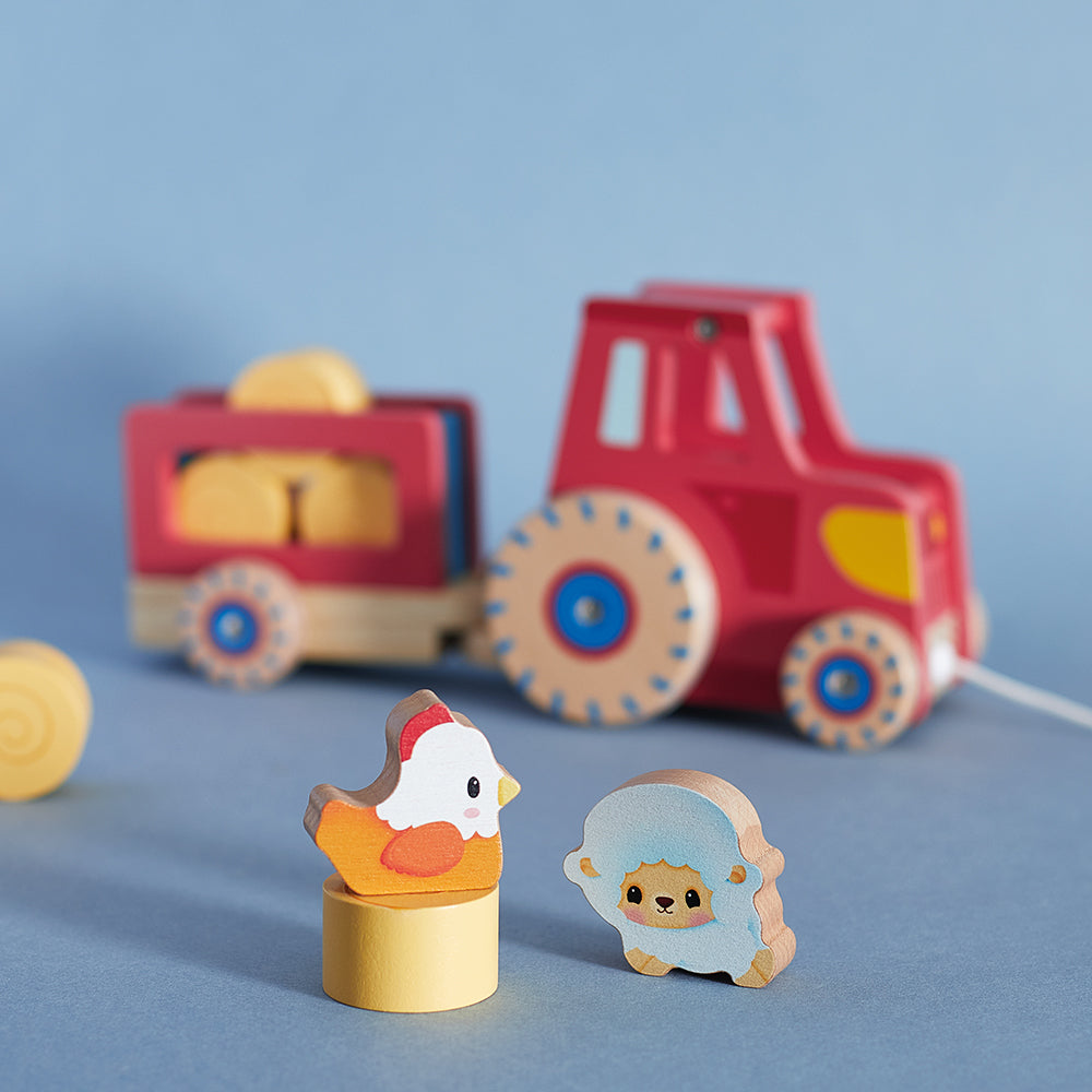 Wooden Tractor Pull Along Toy by Janod | Cotton Planet