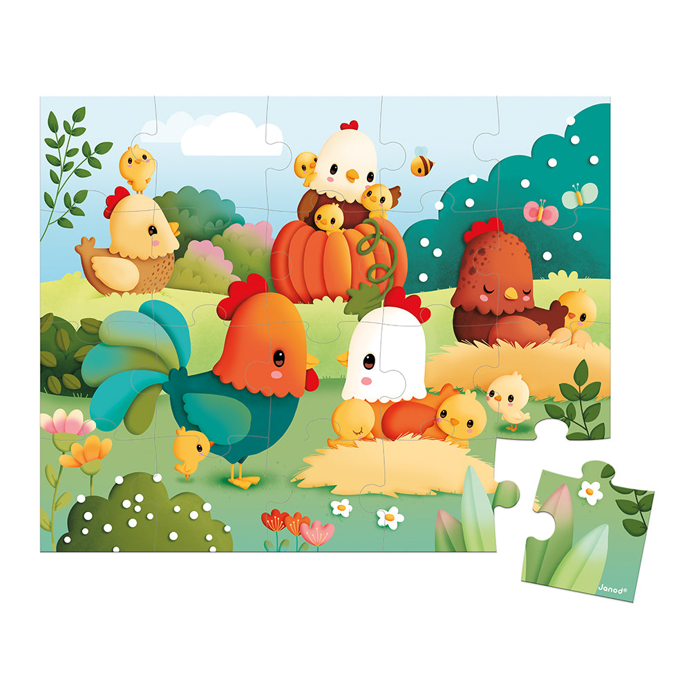 Wooden Farmyard 20-piece Puzzle by Janod | Cotton Planet