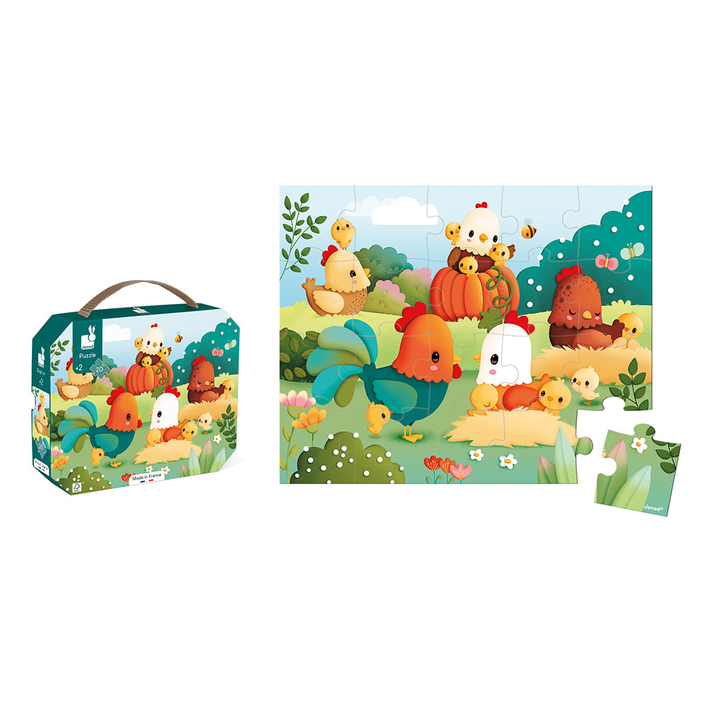 Wooden Farmyard 20-piece Puzzle by Janod | Cotton Planet