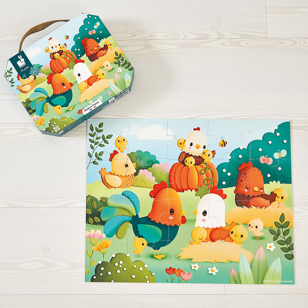 Wooden Farmyard 20-piece Puzzle by Janod | Cotton Planet
