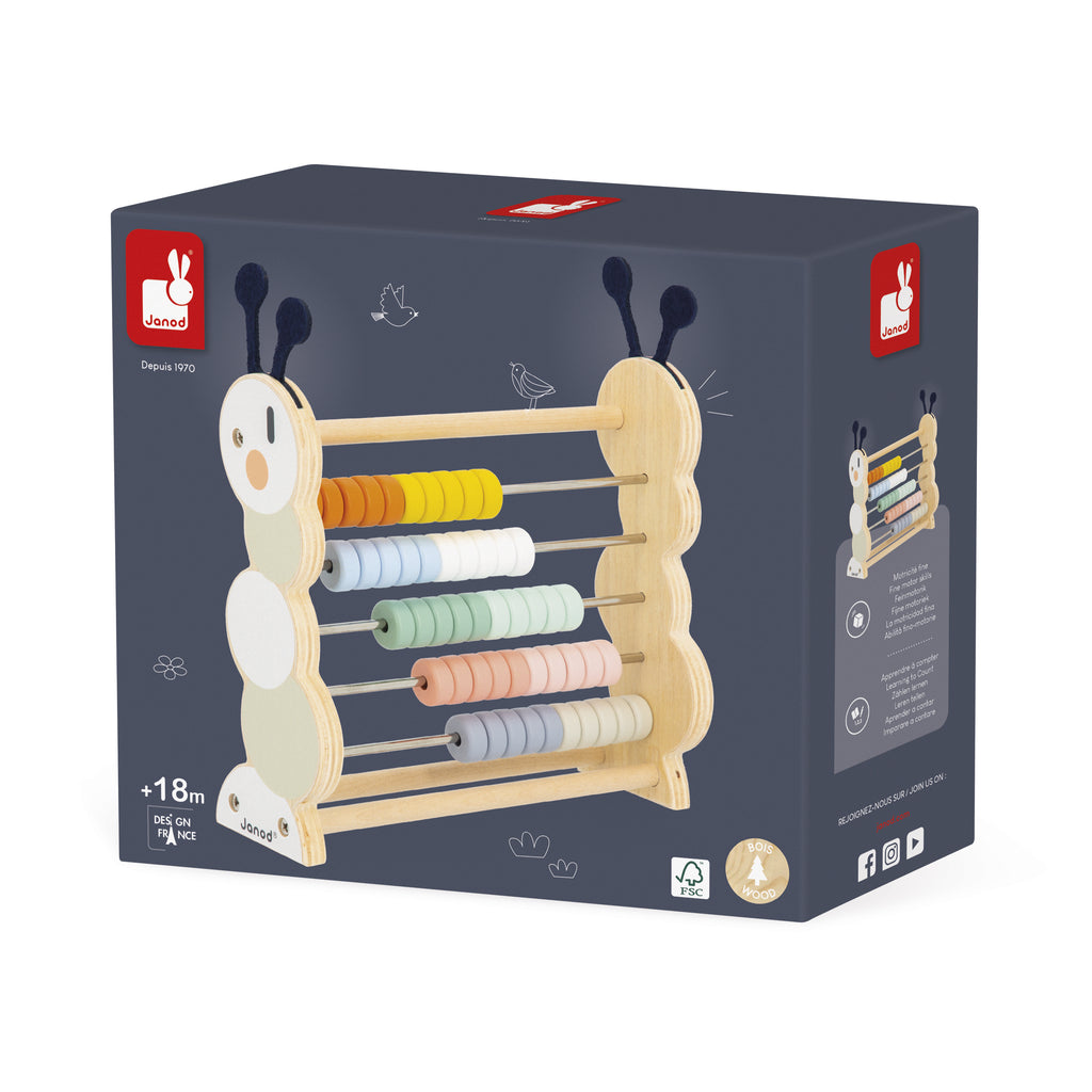 Wooden Abacus Caterpillar Toy by Janod | Cotton Planet