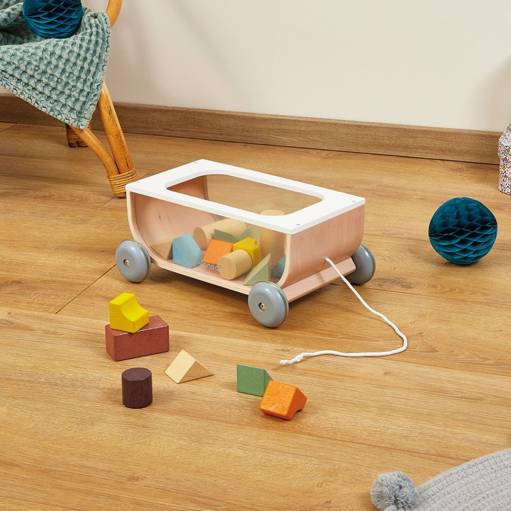 Sweet Cocoon Cart With Blocks by Janod | Cotton Planet