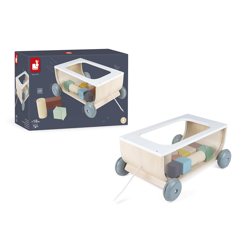 Sweet Cocoon Cart With Blocks by Janod | Cotton Planet