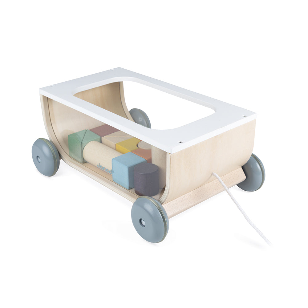 Sweet Cocoon Cart With Blocks by Janod | Cotton Planet