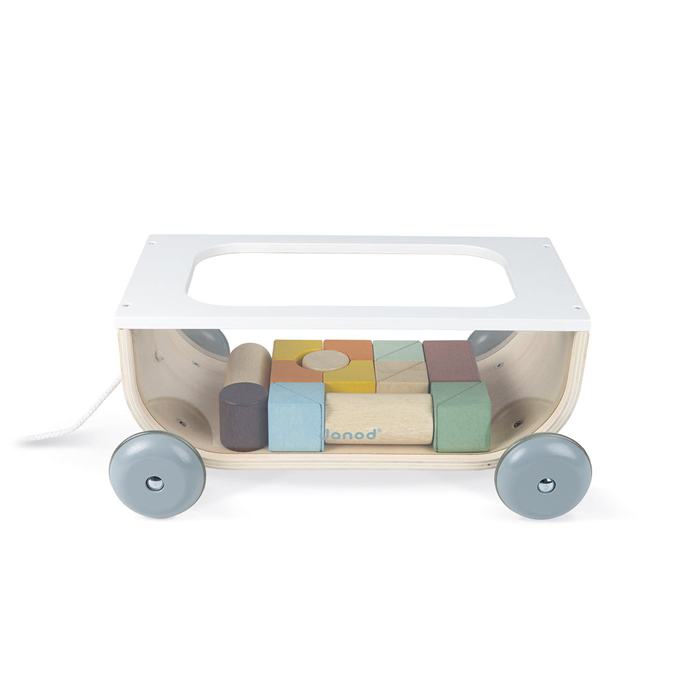 Sweet Cocoon Cart With Blocks by Janod | Cotton Planet