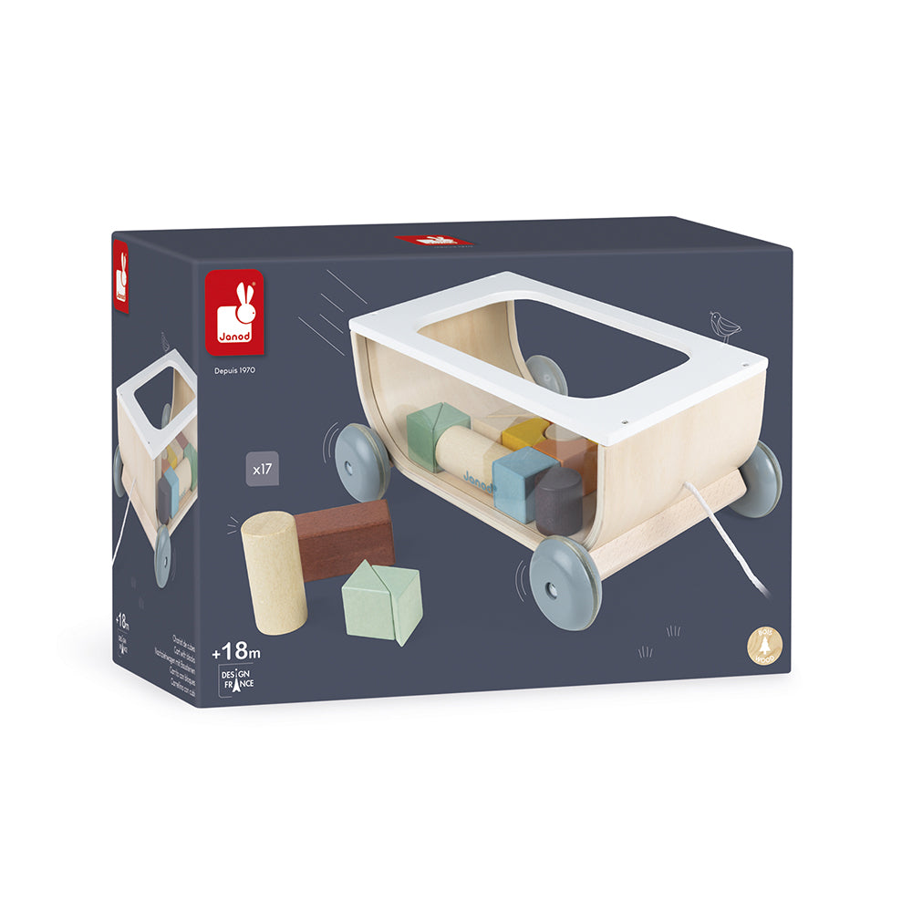 Sweet Cocoon Cart With Blocks by Janod | Cotton Planet