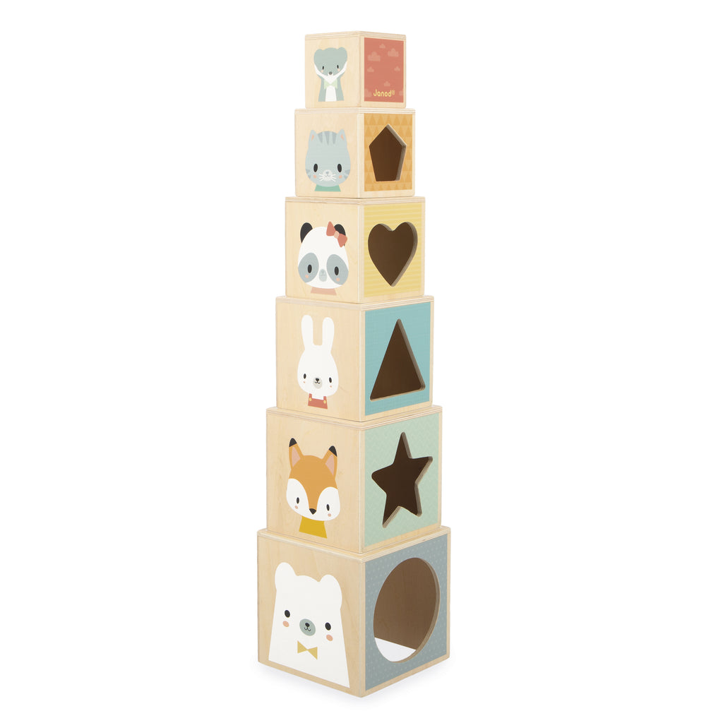 Stacking Six Cubes Pyramid by Janod | Cotton Planet