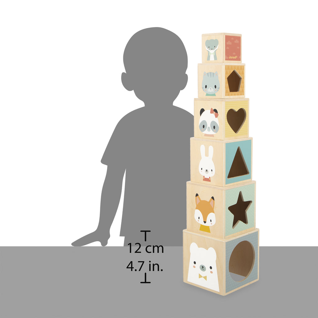 Stacking Six Cubes Pyramid by Janod | Cotton Planet