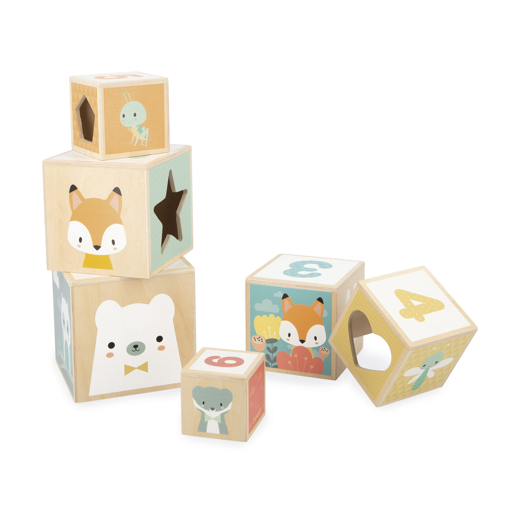 Stacking Six Cubes Pyramid by Janod | Cotton Planet
