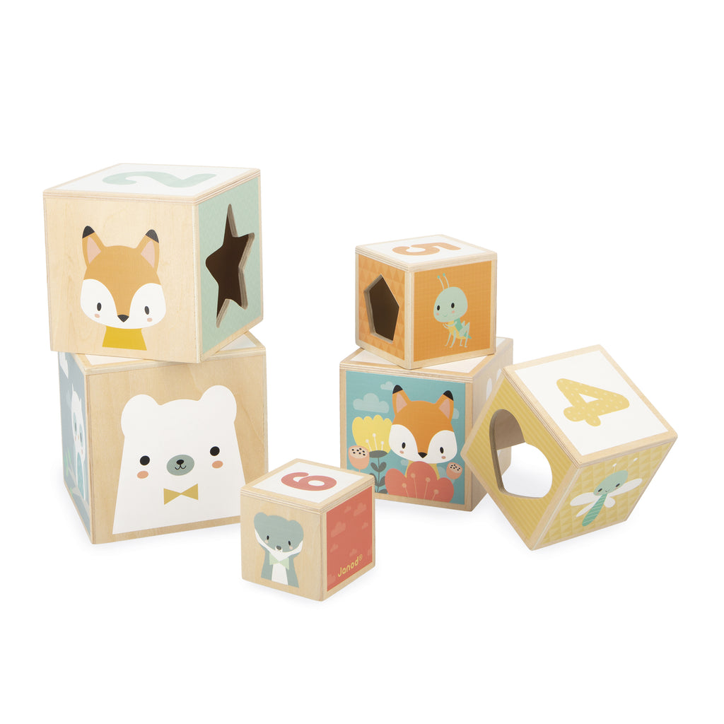 Stacking Six Cubes Pyramid by Janod | Cotton Planet